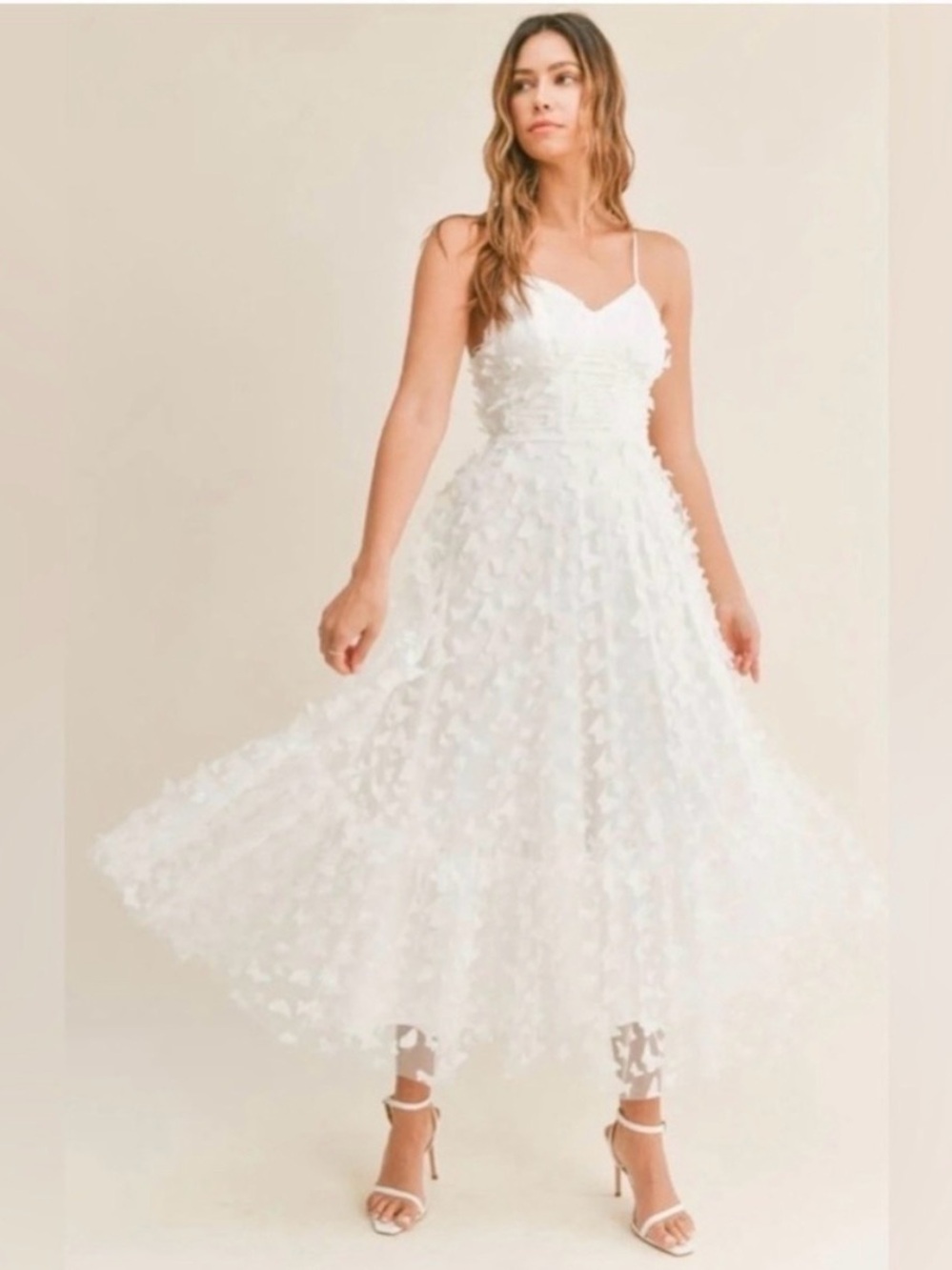 White 3-D Butterfly Dress